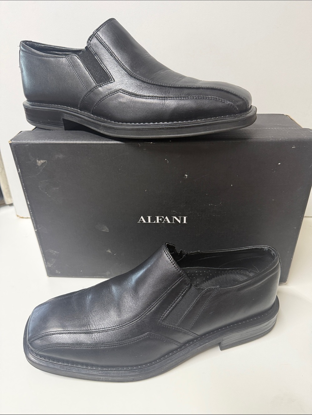 Alfani Black Leather Slip-On Loafers
